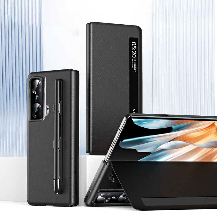 For Honor Magic Vs Side Window View Smart Lychee Texture Leather Phone Case