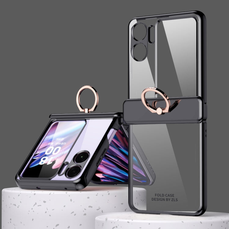 For OPPO Find N2 Flip Electroplating Frame Ring Transparent Phone Case with Protective Film
