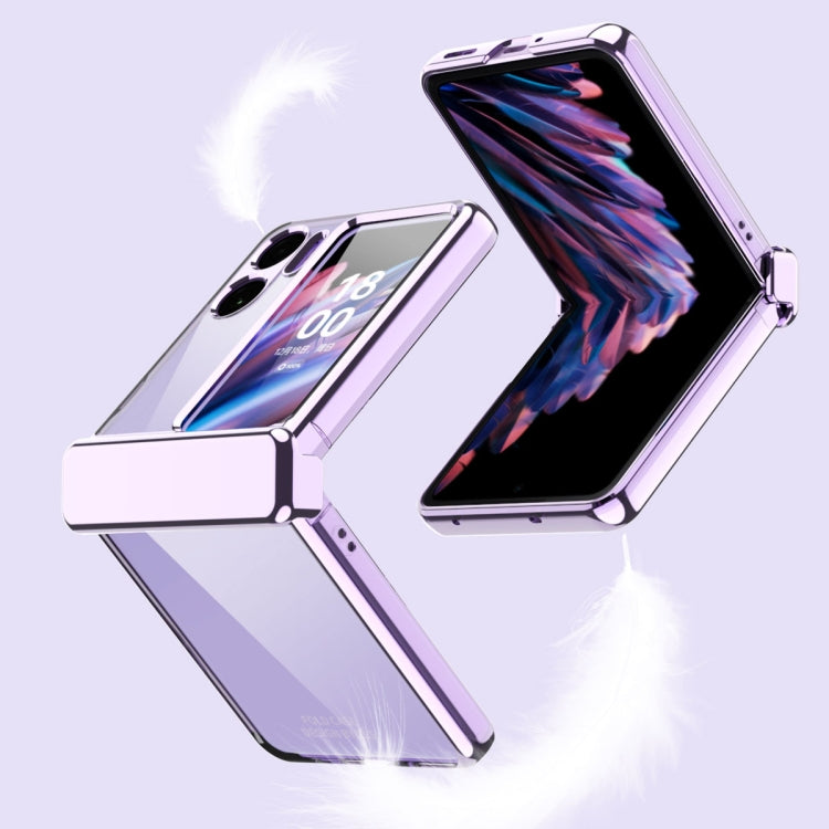For OPPO Find N2 Flip Electroplating Frame Ring Transparent Phone Case with Protective Film