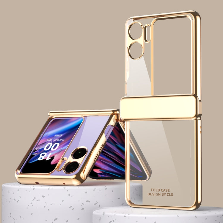 For OPPO Find N2 Flip Electroplating Frame Transparent Phone Case with Hinge
