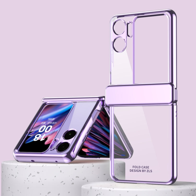 For OPPO Find N2 Flip Electroplating Frame Transparent Phone Case with Hinge
