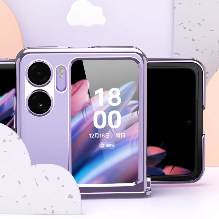 For OPPO Find N2 Flip Electroplating Frame Transparent Phone Case with Hinge