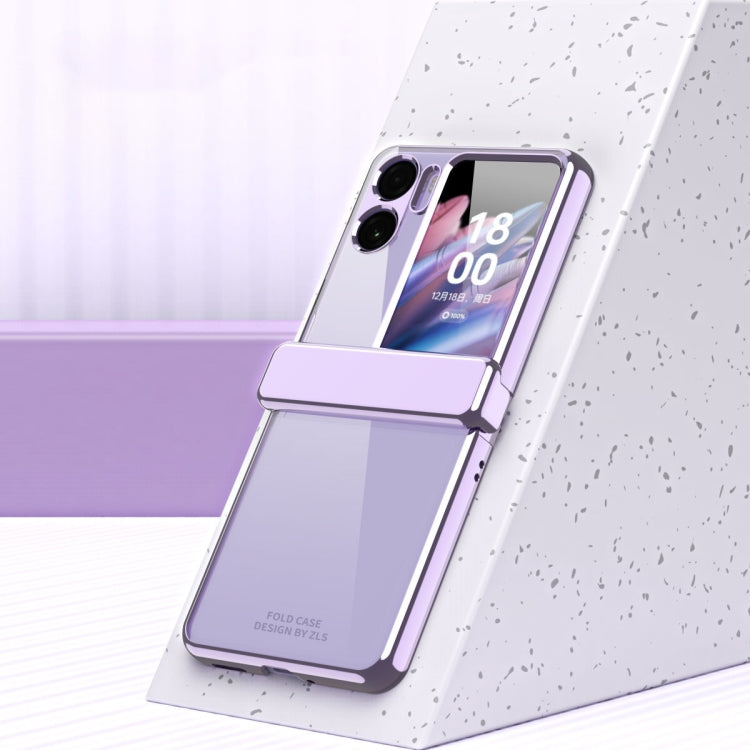 For OPPO Find N2 Flip Electroplating Frame Transparent Phone Case with Hinge