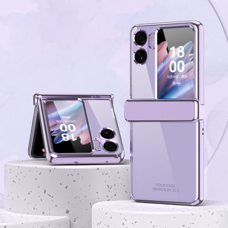 For OPPO Find N2 Flip Electroplating Frame Transparent Phone Case with Hinge