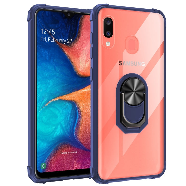 For Galaxy A50 Shockproof Transparent TPU + Acrylic Case with Ring Holder