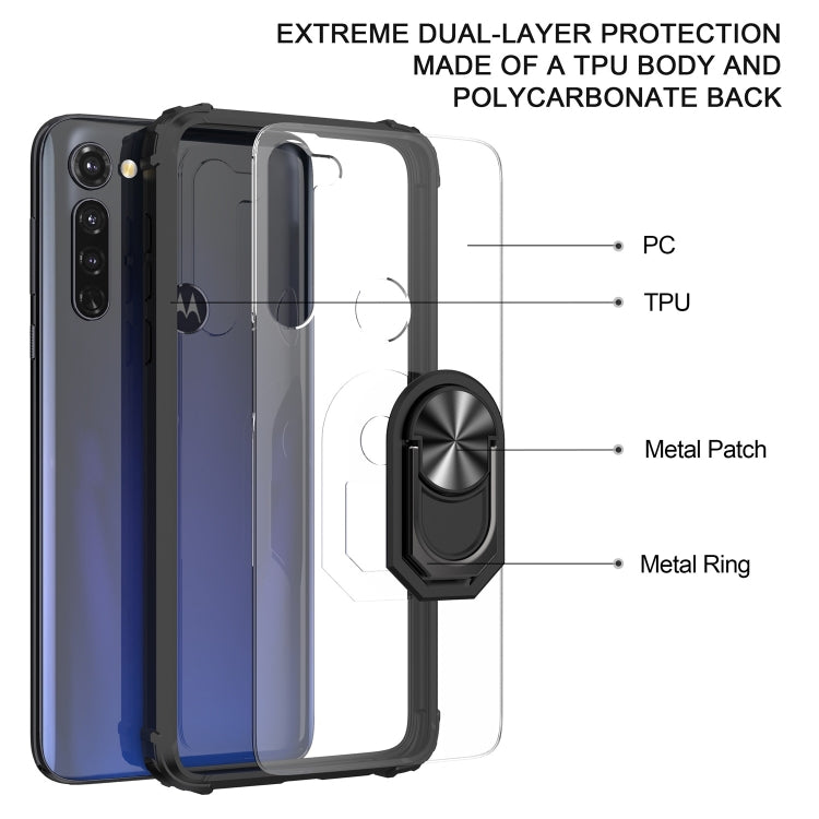 For LG G Stylus Shockproof Transparent TPU + Acrylic Case with Ring Holder