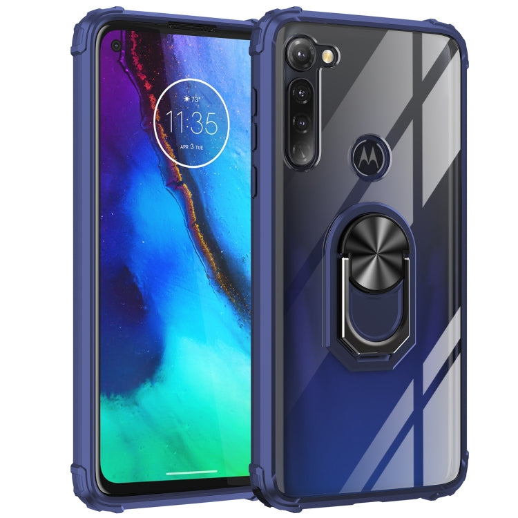 For LG G Stylus Shockproof Transparent TPU + Acrylic Case with Ring Holder