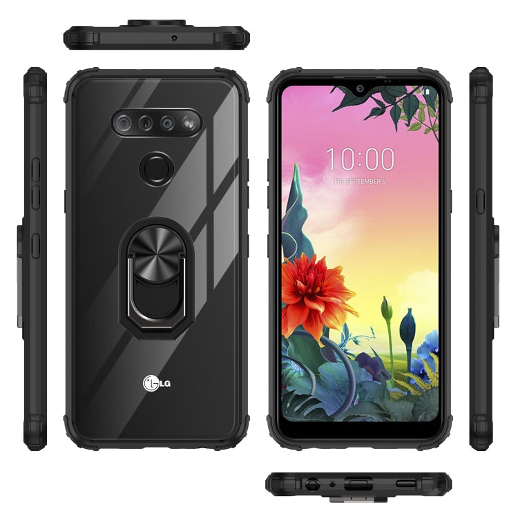 For LG K51 Shockproof Transparent TPU + Acrylic Case with Ring Holder