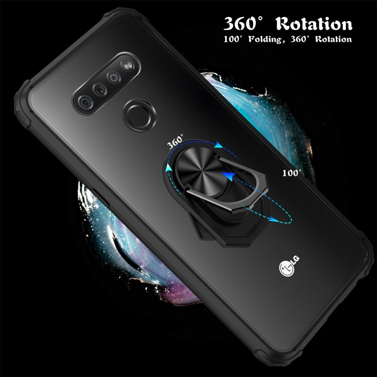 For LG K51 Shockproof Transparent TPU + Acrylic Case with Ring Holder