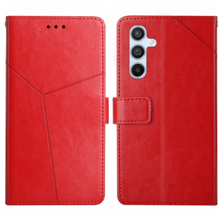 For Samsung Galaxy M14 5G HT01 Y-shaped Pattern Flip Leather Phone Case