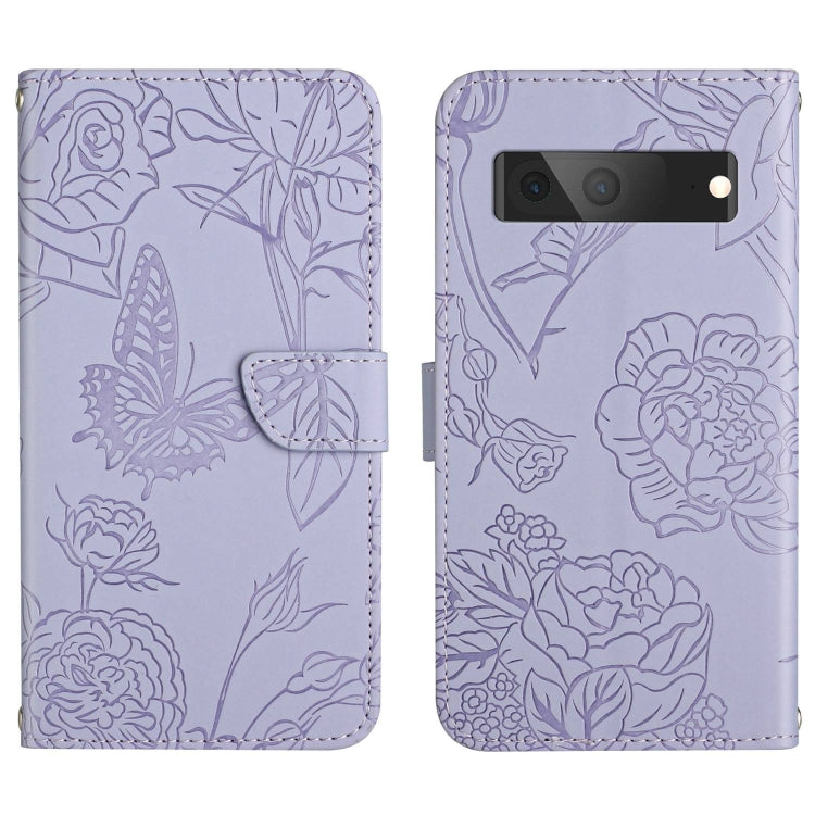 For Google Pixel 7A Skin Feel Butterfly Peony Embossed Leather Phone Case