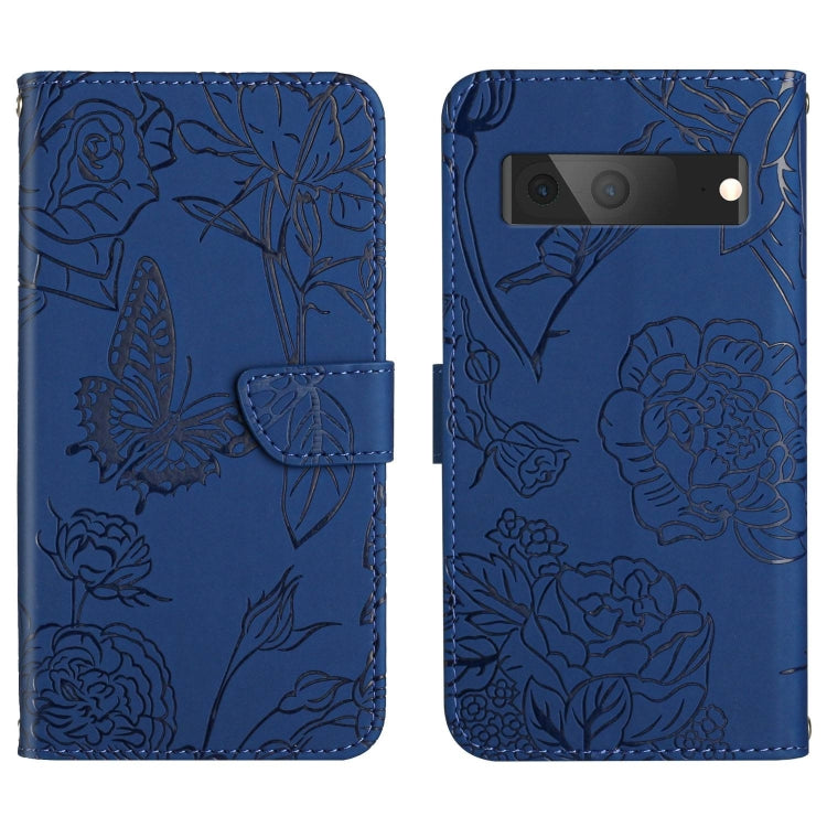 For Google Pixel 7A Skin Feel Butterfly Peony Embossed Leather Phone Case
