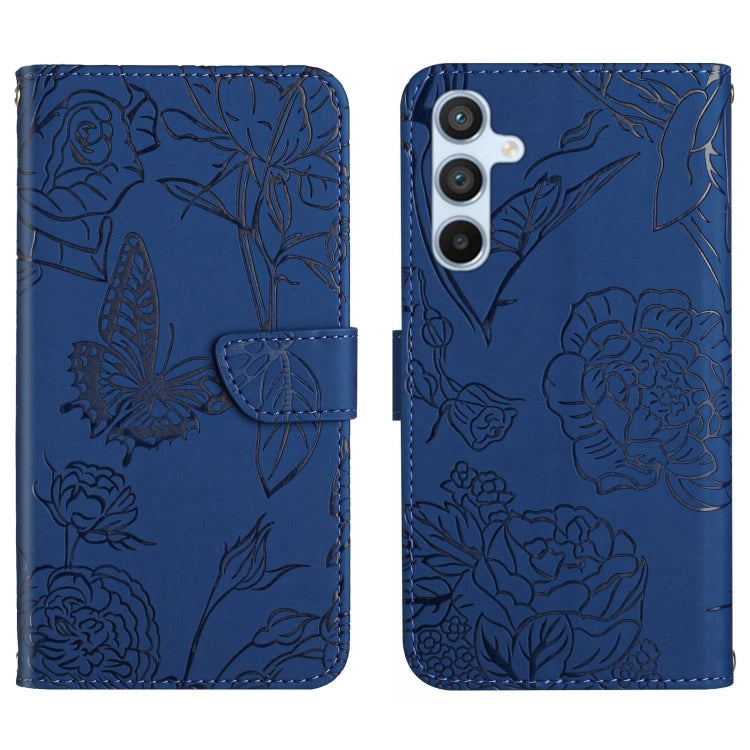 For Samsung Galaxy M14 5G Skin Feel Butterfly Peony Embossed Leather Phone Case