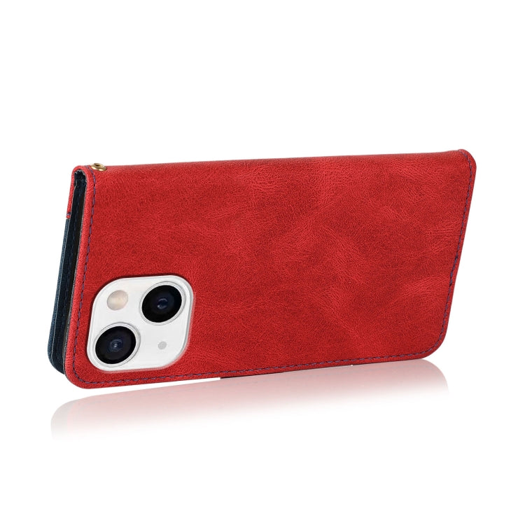 For iPhone 13 mini Dual-color Stitching Leather Phone Case