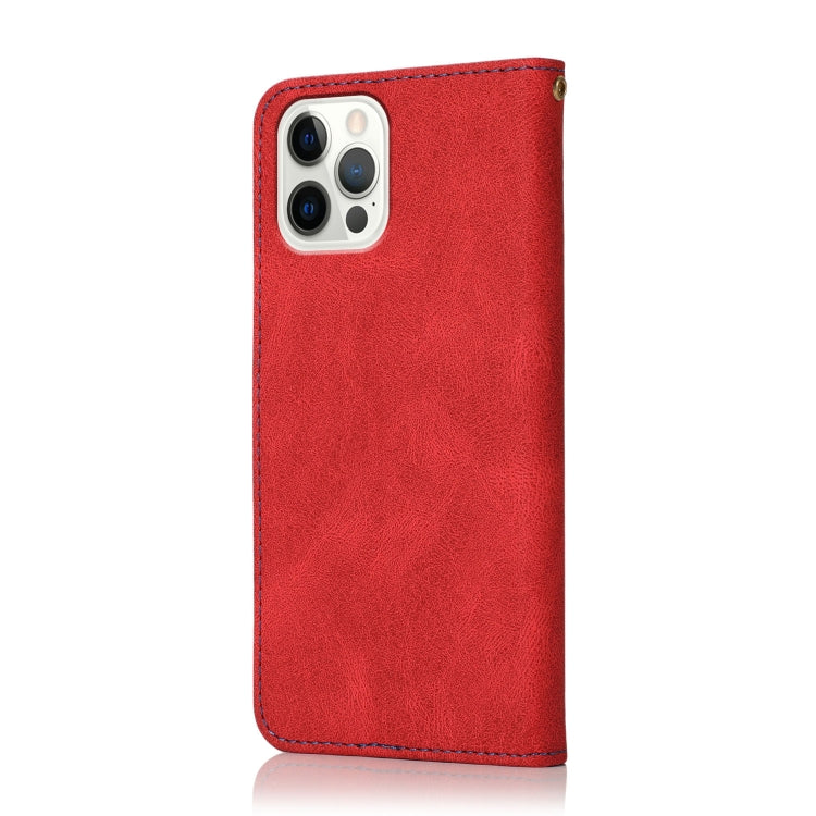 For iPhone 12 Pro Max Dual-color Stitching Leather Phone Case