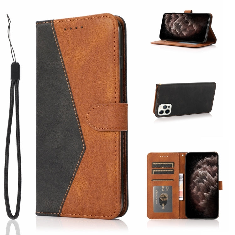 For iPhone 12 Pro Max Dual-color Stitching Leather Phone Case