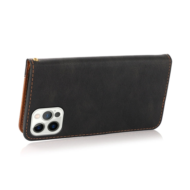 For iPhone 12 Pro Max Dual-color Stitching Leather Phone Case