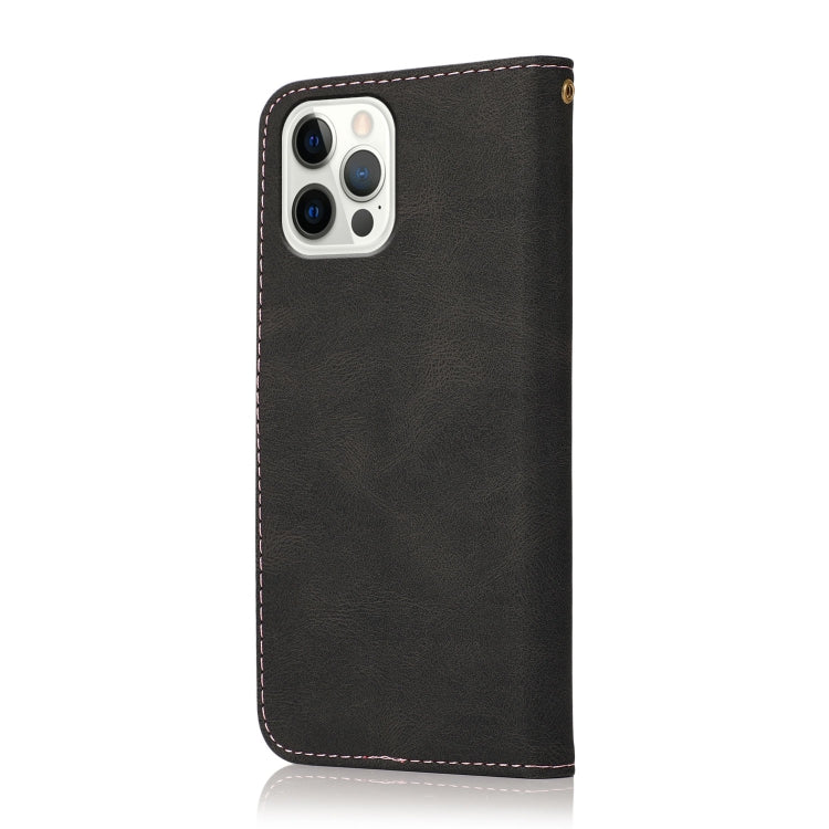For iPhone 12 Pro Max Dual-color Stitching Leather Phone Case