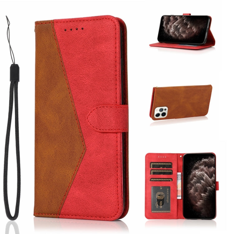For iPhone 12 Pro Max Dual-color Stitching Leather Phone Case