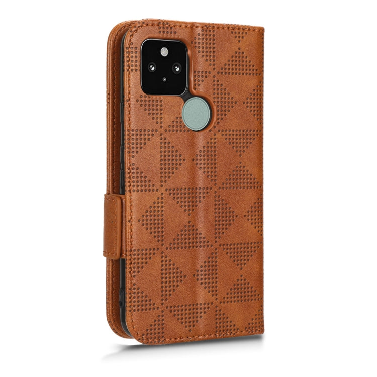 For Google Pixel 5 Symmetrical Triangle Leather Phone Case