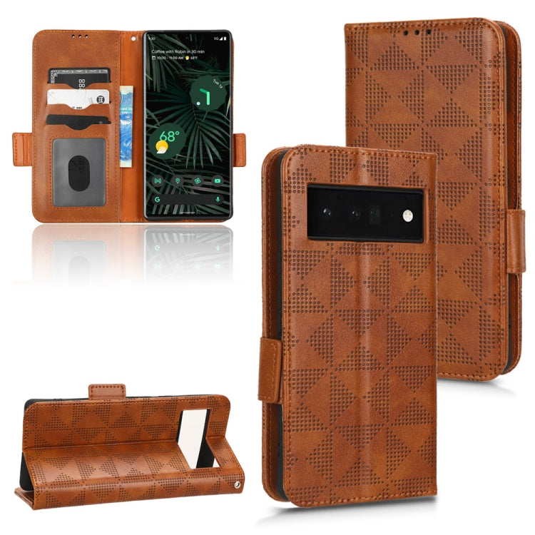 For Google Pixel 6 Pro Symmetrical Triangle Leather Phone Case