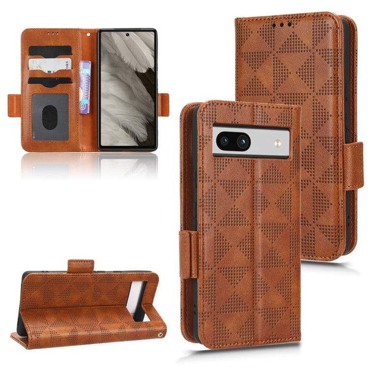 For Google Pixel 7a Symmetrical Triangle Leather Phone Case