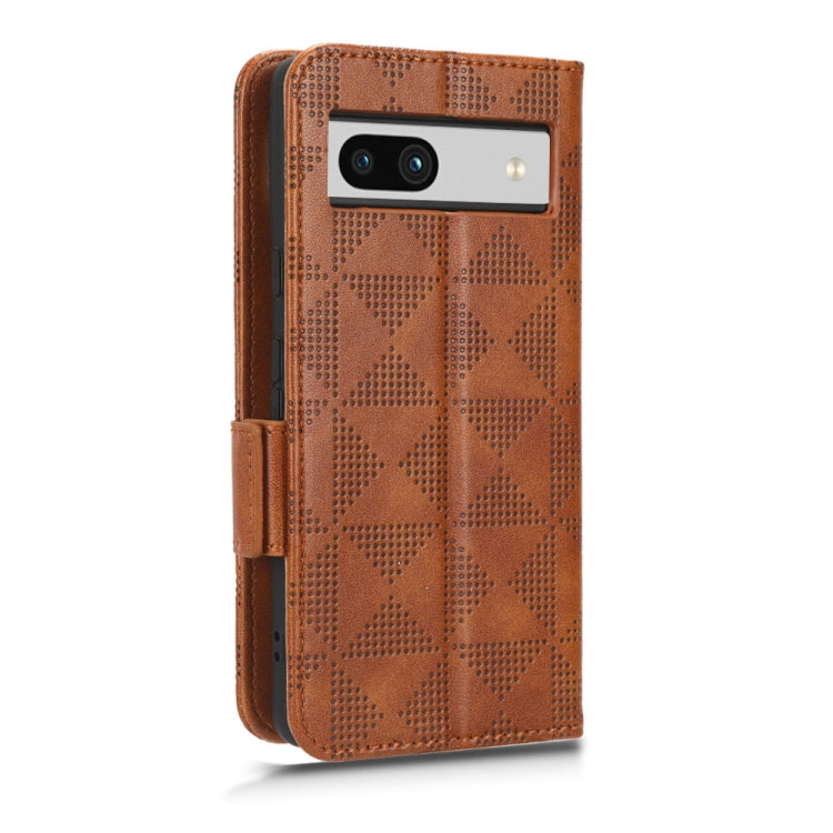 For Google Pixel 7a Symmetrical Triangle Leather Phone Case