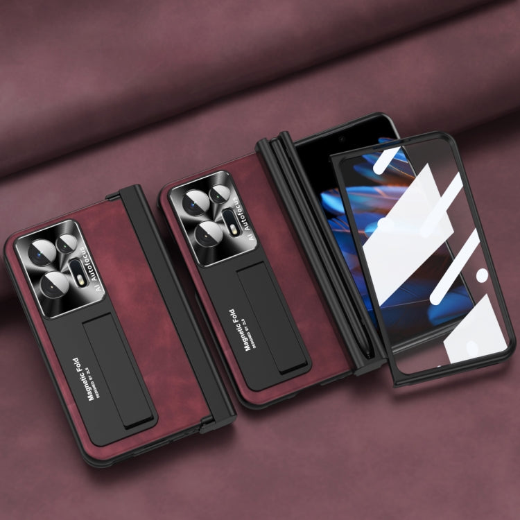 For OPPO Find N2 Integrated Napa Pattern All-inclusive Magnetic Phone Case with Pen Slot