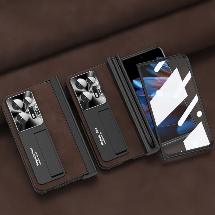 For OPPO Find N2 Integrated Napa Pattern All-inclusive Magnetic Phone Case with Pen Slot