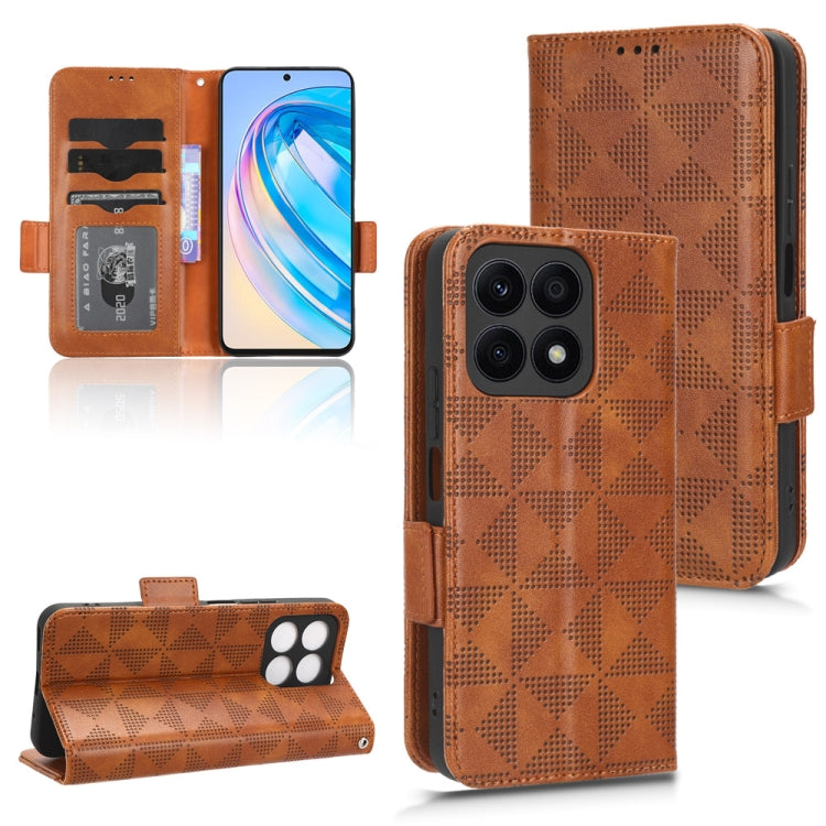 For Honor X8a Symmetrical Triangle Leather Phone Case