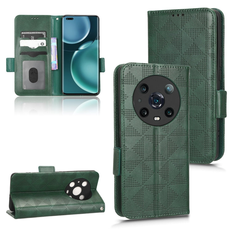 For Honor Magic4 Pro Symmetrical Triangle Leather Phone Case