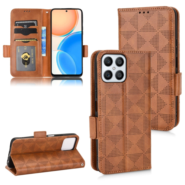 For Honor X8 Symmetrical Triangle Leather Phone Case
