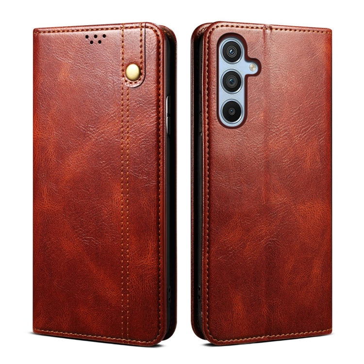 For Samsung Galaxy M14 Oil Wax Crazy Horse Texture Leather Phone Case