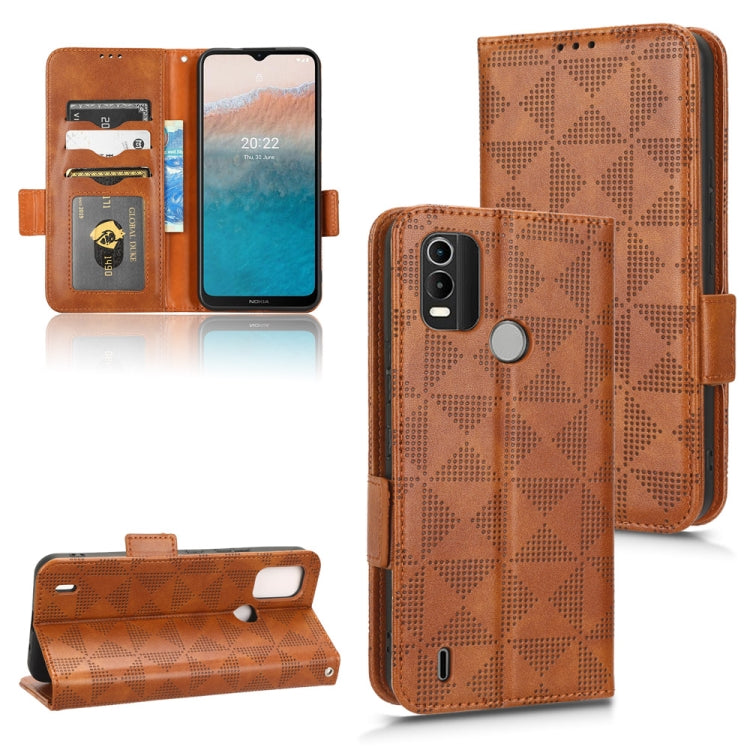 For Nokia C21 Plus Symmetrical Triangle Leather Phone Case