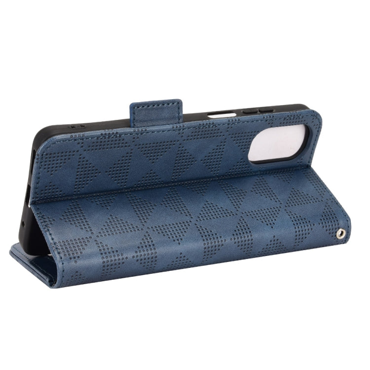 For Motorola Moto E32 4G Symmetrical Triangle Leather Phone Case