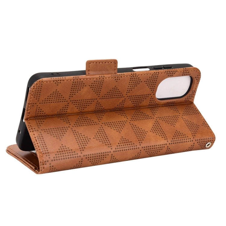 For Motorola Moto E32 4G Symmetrical Triangle Leather Phone Case