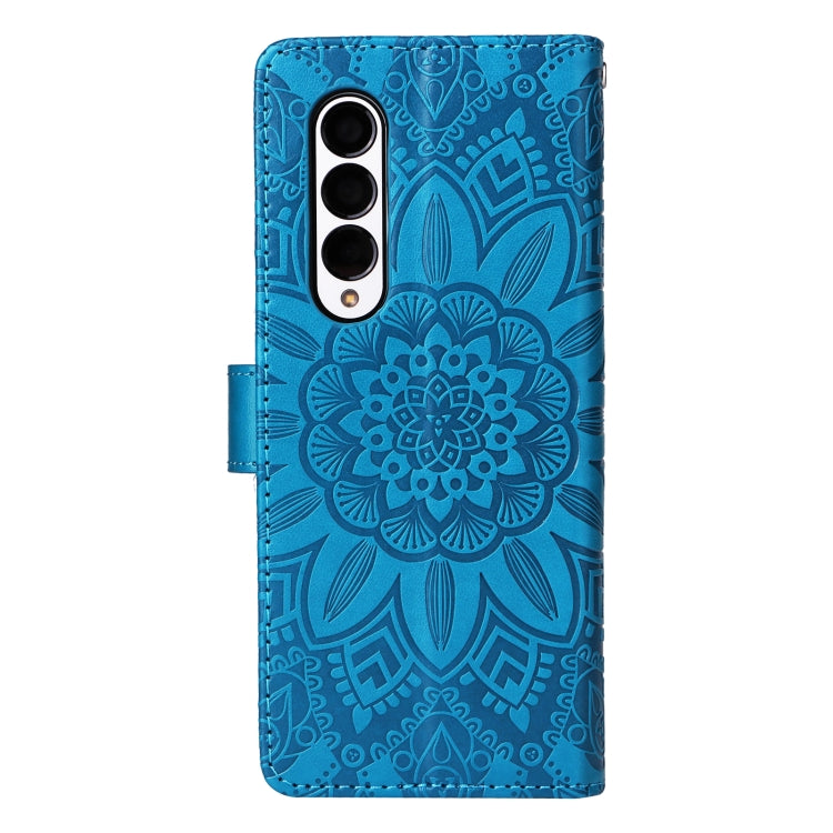 For Samsung Galaxy Z Fold3 5G Embossed Sunflower Leather Phone Case