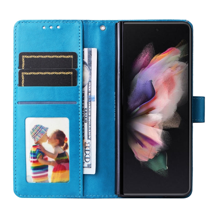 For Samsung Galaxy Z Fold3 5G Embossed Sunflower Leather Phone Case