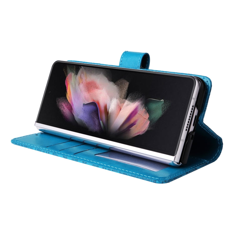 For Samsung Galaxy Z Fold3 5G Embossed Sunflower Leather Phone Case