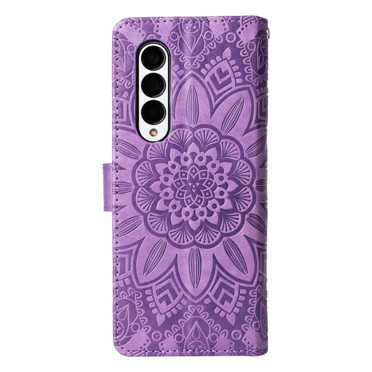 For Samsung Galaxy Z Fold3 5G Embossed Sunflower Leather Phone Case