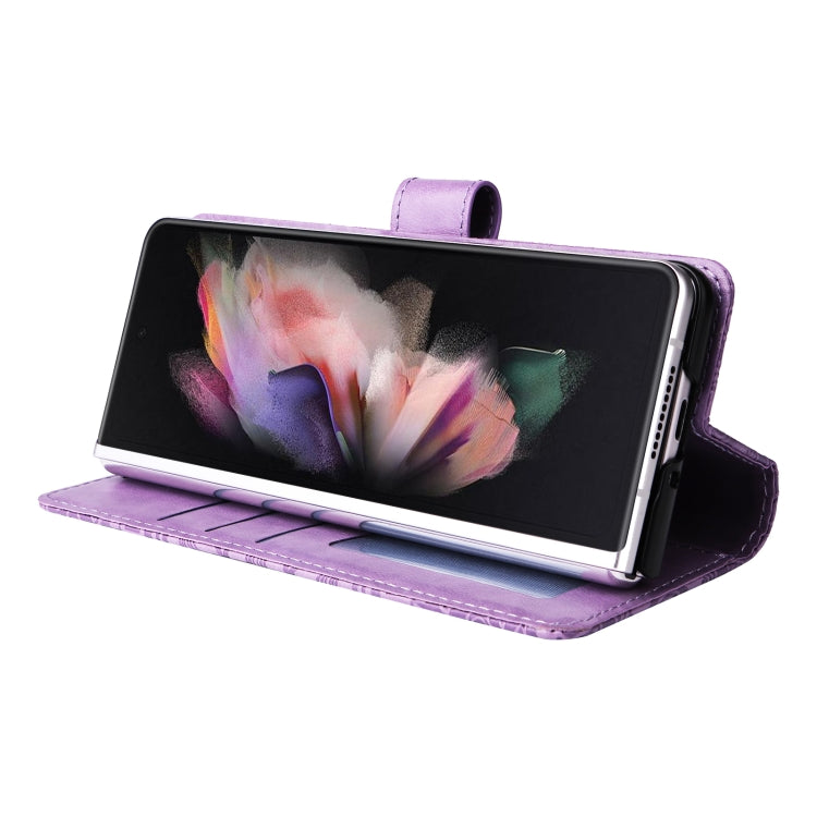 For Samsung Galaxy Z Fold3 5G Embossed Sunflower Leather Phone Case