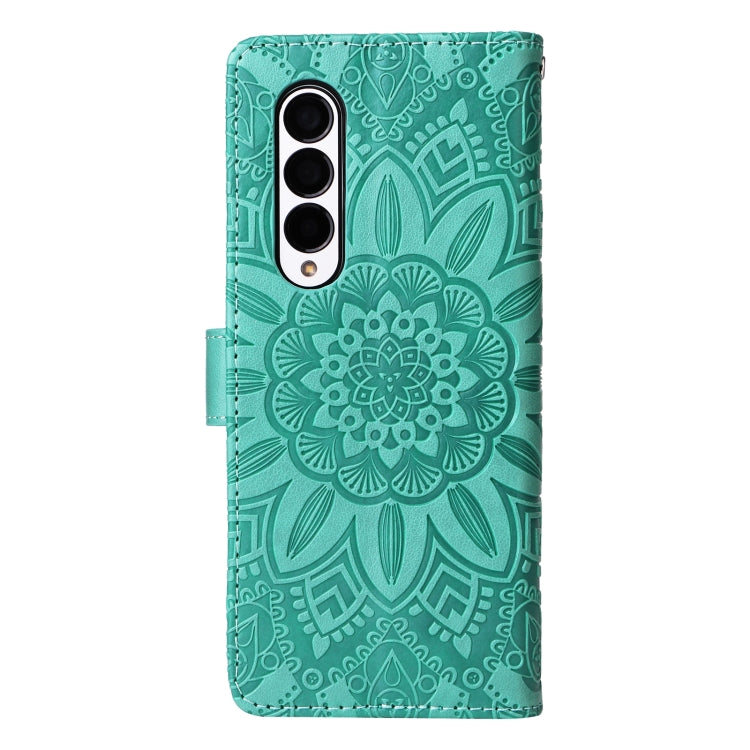 For Samsung Galaxy Z Fold3 5G Embossed Sunflower Leather Phone Case