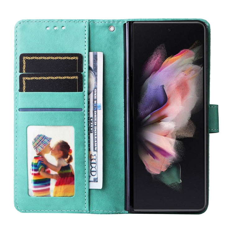 For Samsung Galaxy Z Fold3 5G Embossed Sunflower Leather Phone Case