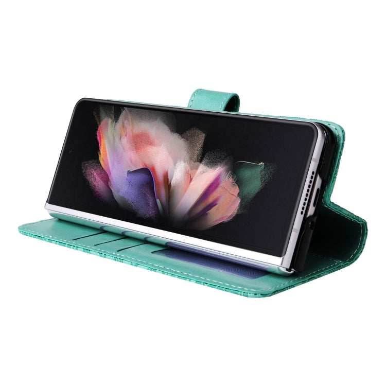 For Samsung Galaxy Z Fold3 5G Embossed Sunflower Leather Phone Case