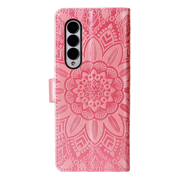 For Samsung Galaxy Z Fold3 5G Embossed Sunflower Leather Phone Case