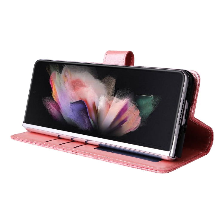 For Samsung Galaxy Z Fold3 5G Embossed Sunflower Leather Phone Case