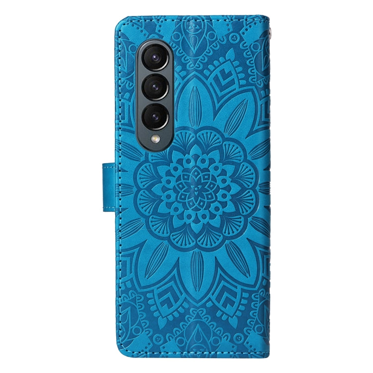 For Samsung Galaxy Z Fold4 5G Embossed Sunflower Leather Phone Case