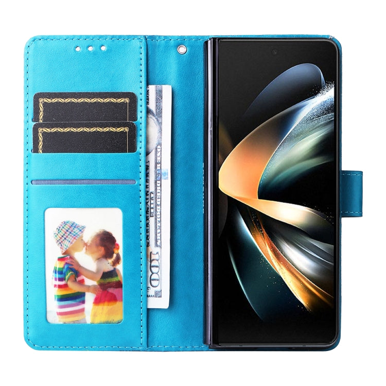 For Samsung Galaxy Z Fold4 5G Embossed Sunflower Leather Phone Case