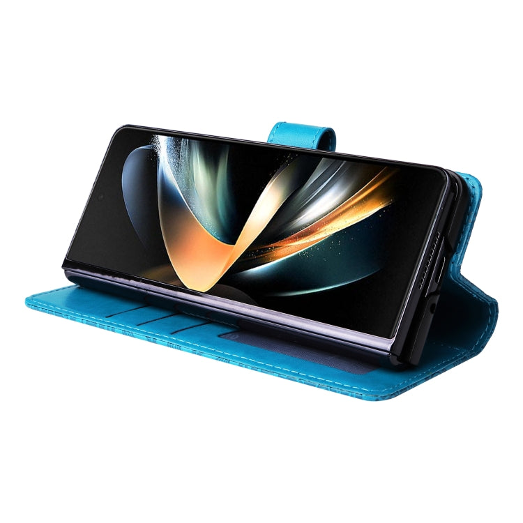 For Samsung Galaxy Z Fold4 5G Embossed Sunflower Leather Phone Case