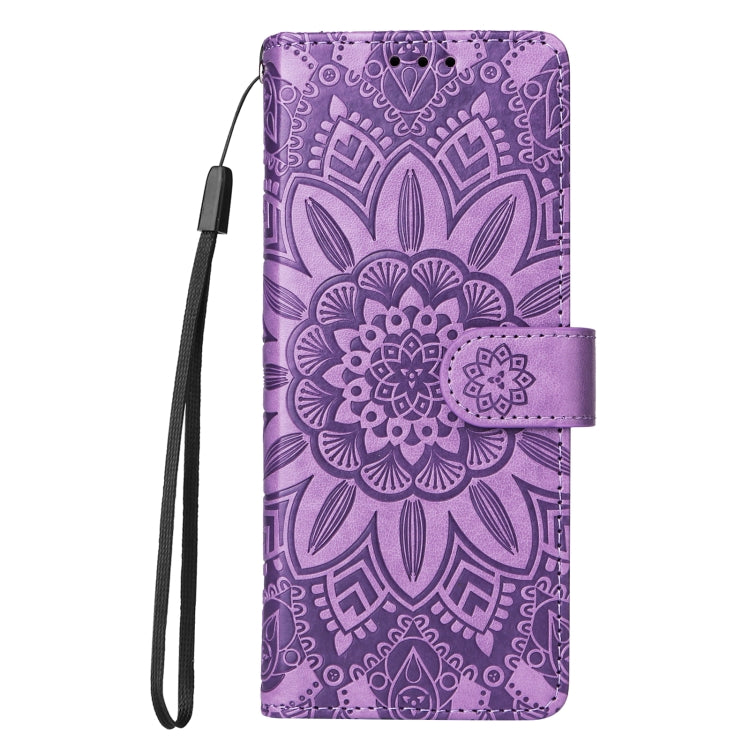 For Samsung Galaxy Z Fold4 5G Embossed Sunflower Leather Phone Case